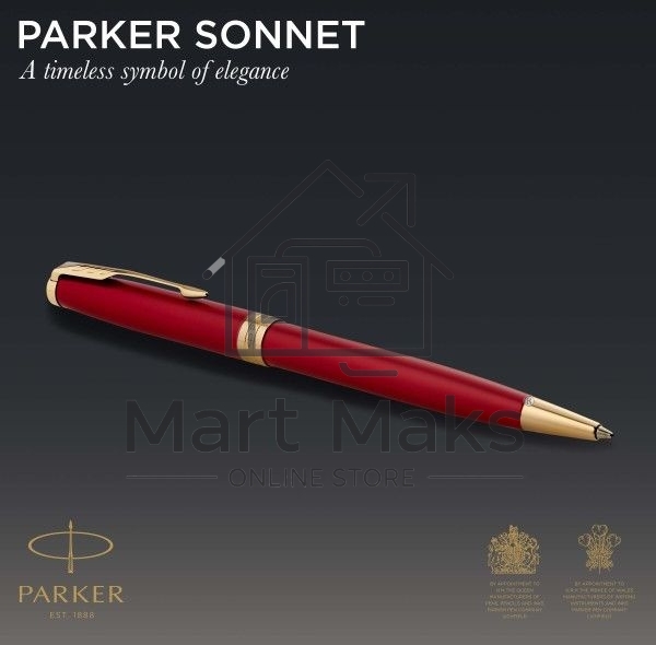 Ручка шариковая Parker Sonnet Core K539 (CW1931476) LaqRed GT M, черные чернила, подарочная коробка
