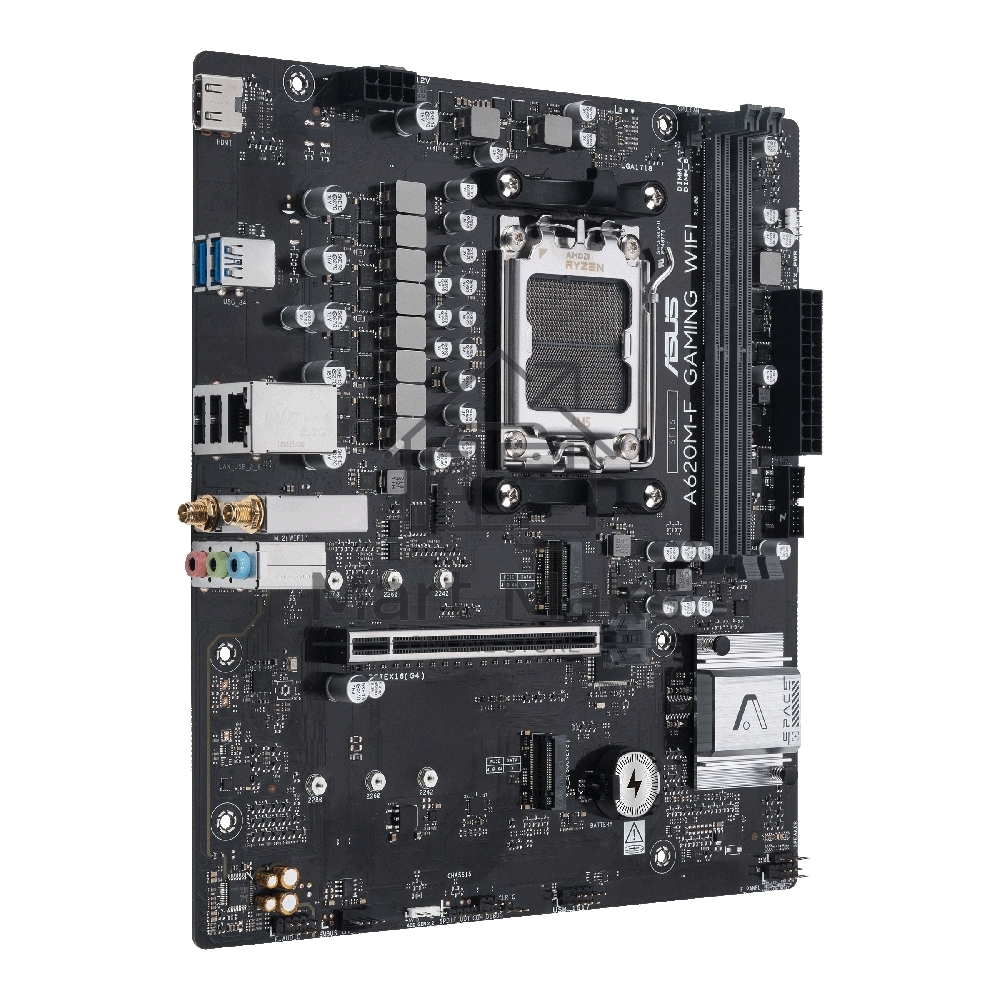 Материнская плата ASUS A620M-F GAMING WIFI, AM5, AMD A620, 2xDDR5, 2xM.2, 1xPCIe 4.0 x16, 1xHDMI, 1x2.5Gb LAN, Wi-Fi 6E, Bluetooth 5.3, 2xUSB-A 5Gbps, 2xUSB-A 2.0, 3x3.5 мм, 7.1, mATX