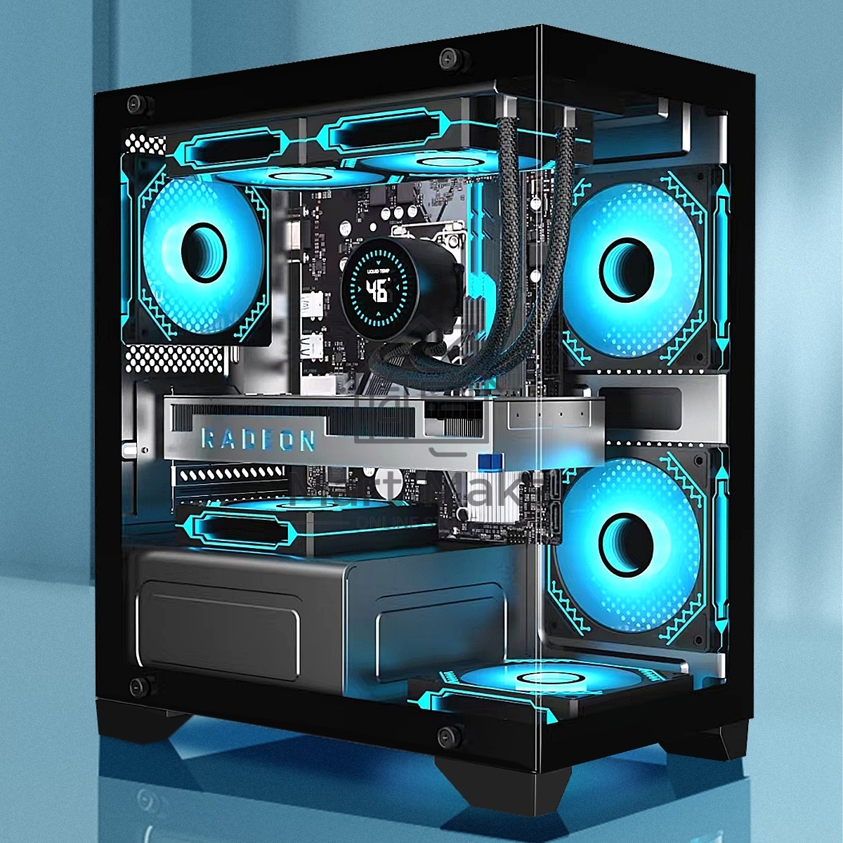 Компьютерный корпус Minitower ExeGate i3 SEA LE-NPX500 (mATX, БП 500NPX, 1*USB+1*USB3.0, HD аудио, черный, передняя и боковая панели - закаленное стекло)