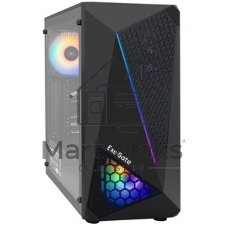 Компьютерный корпус Miditower ExeGate EVO-8225-NPX500 (ATX, БП 500NPX с вент. 12см, 2хUSB+1хUSB 3.0, черный, 2 вент. с RGb подсветкой и полоса на передней панели, боковая панель - закаленное стекло)