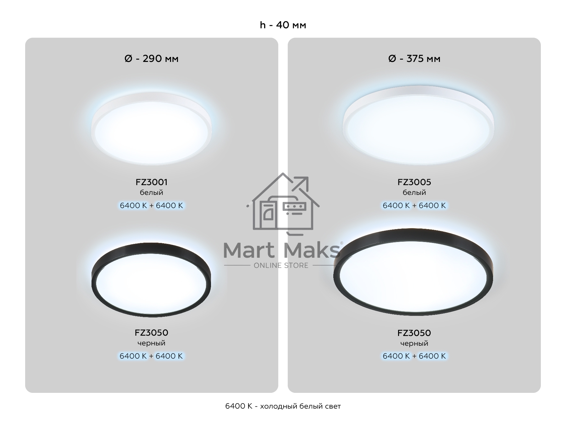 Потолочный светодиодный светильник Ambrella light FZ3050 BK черный IP44 24W+10W 6400+6400К D300*40 (Без ПДУ)