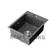 Мойка кухонная из нержавеющей стали BAUEDGE SOUL КТ4050В NANO BLACK, сифон EASY CLEAN в комплекте.