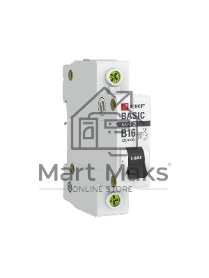 Выключатель автоматический модульный 1п B 16А 4.5кА ВА 47-29 Basic EKF mcb4729-1-16-B