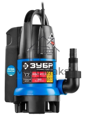 Насос ЗУБР НПГ-Т7-550 т7 аквасенсор погружн дренаж. для грязн водыd частиц до 35мм 550Вт датчик ур
