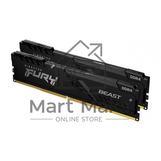 Оперативная память Kingston Fury Beast, DDR4, 16GB (2x8GB), 3600MHz, CL17, DIMM, с радиаторами, черный