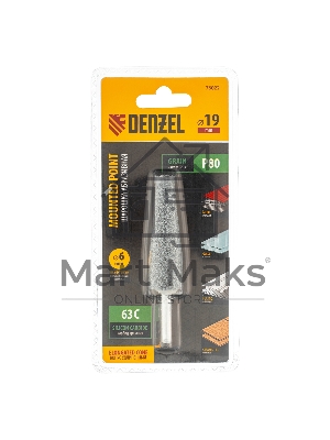 Шарошка абразивная, конус удлиненный, для дрели (ПШМ), 19 x 60 мм, хвостовик d6 мм, 63С Denzel