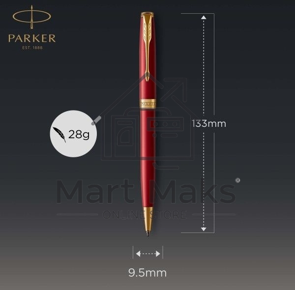 Ручка шариковая Parker Sonnet Core K539 (CW1931476) LaqRed GT M, черные чернила, подарочная коробка