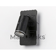 Настенный светильник с выключателем Ambrella light FW2466 BK черный GU10 max 12W+LED 4200K 9W 185*105*150