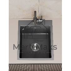 Мойка кухонная из нержавеющей стали BAUEDGE SOUL КТ4050В NANO BLACK, сифон EASY CLEAN в комплекте.