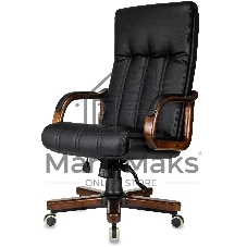 Кресло руководителя Бюрократ T-9932Walnut черный, эко.кожа, крестов. металл/дерево