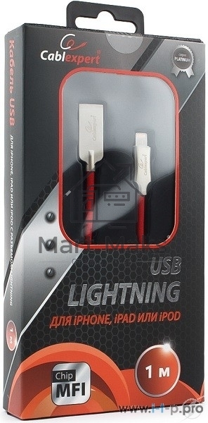 Кабель USB Cablexpert для Apple CC-P-APUSB02R-1M, MFI, AM/Lightning, серия Platinum, длина 1м, красный, блистер
