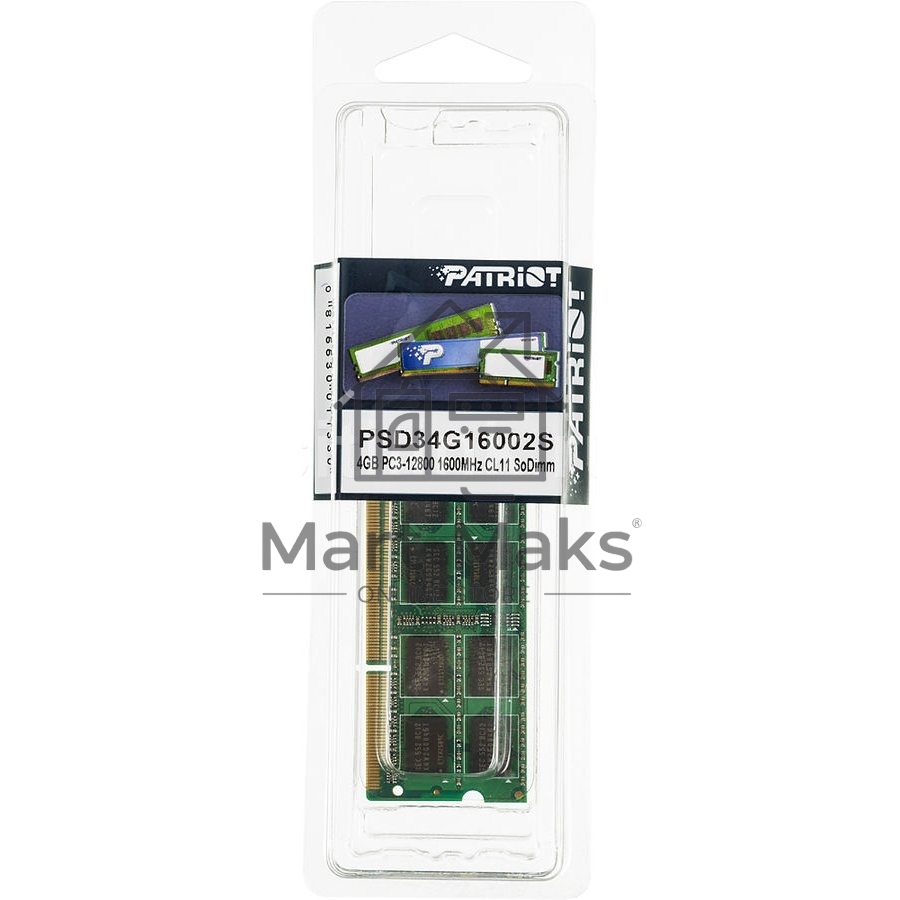 Оперативная память Patriot, DDR3, 4GB (1x4 GB), 1600 MHz, CL11, SO-DIMM