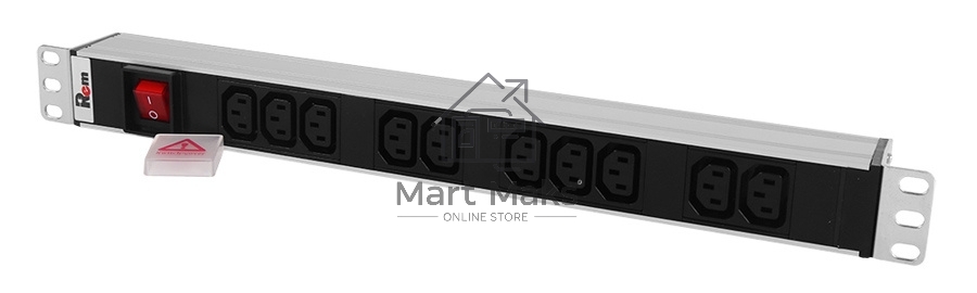Блок розеток Rem-10 без шнура с выкл., 10 IEC 60320 C13, вход IEC 60320 C14, 10A, алюм., 19