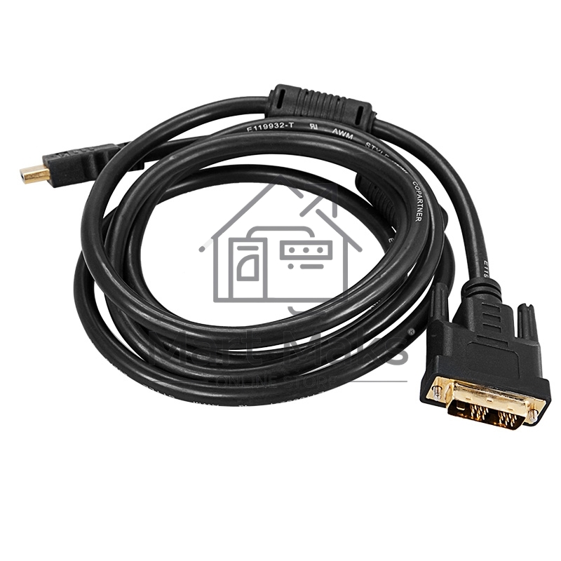 Шнур HDMI - DVI-D с фильтрами, длина 2 метра (GOLD) (PE пакет) Rexant