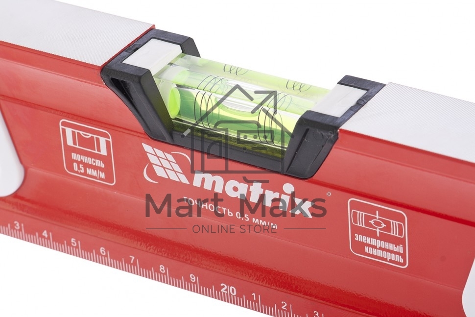 Алюминиевый магнитный фрезерованный уровень MATRIX 3 глазка, 1500 мм 34735