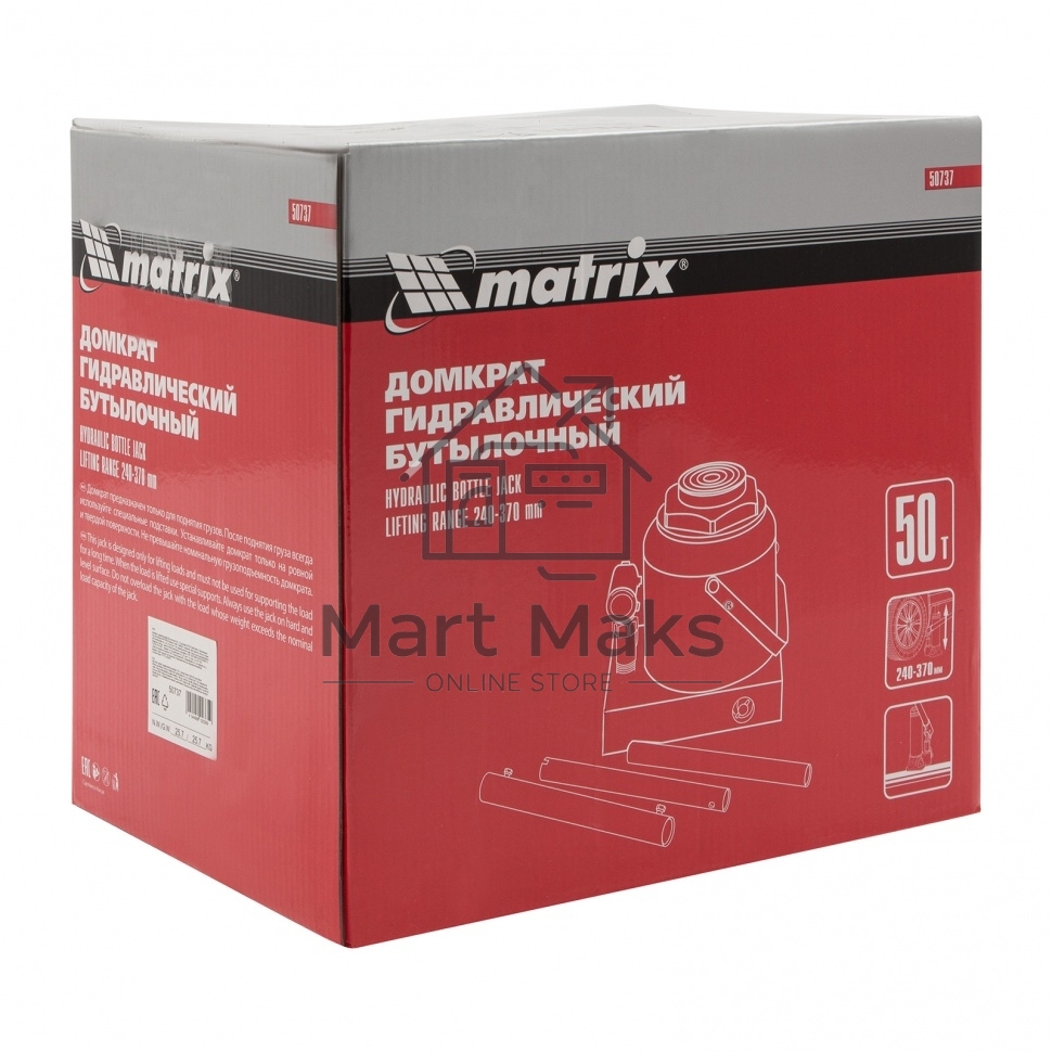 Домкрат MATRIX 50737бутылочный 50т h подъема 236–356мм