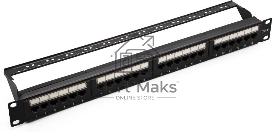 Патч-панель UTP 24хRJ-45 кат.6 1U 19дюйм SUPRLAN 10-0427
