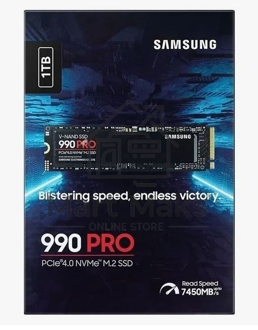 Накопитель SSD Samsung 990 PRO, 1000GB, PCIe 4.0 x4, M.2 2280, NVMe, R/W 7450/6900