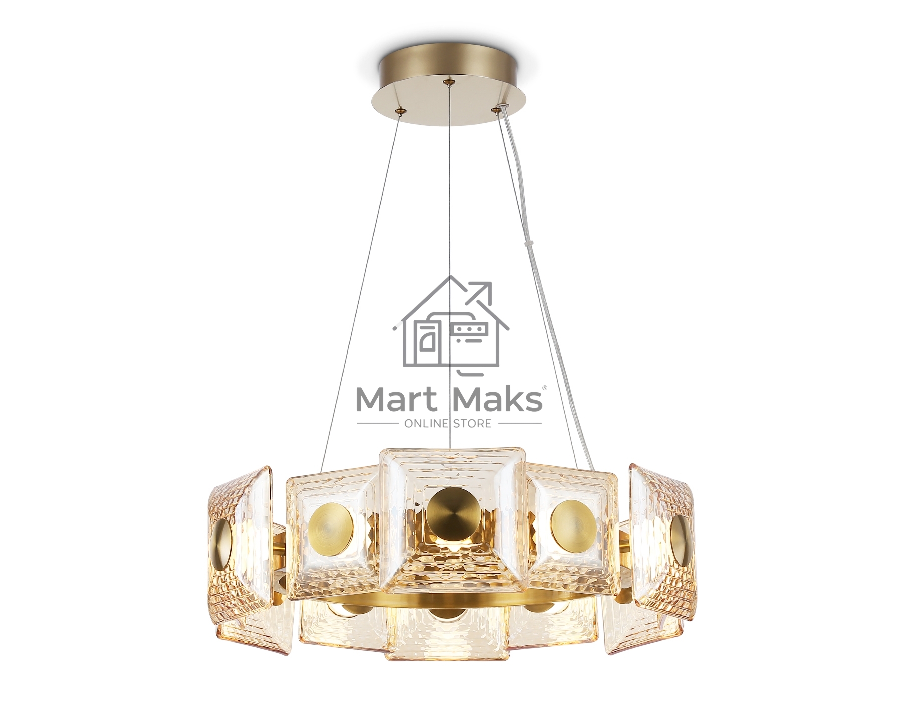 Светильник Ambrella light LH31021 BS/TI латунь/янтарь 56W 3000K D570*150