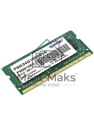 Оперативная память Patriot, DDR3L, 4GB (1x4 GB), 1600 MHz, CL11, SO-DIMM