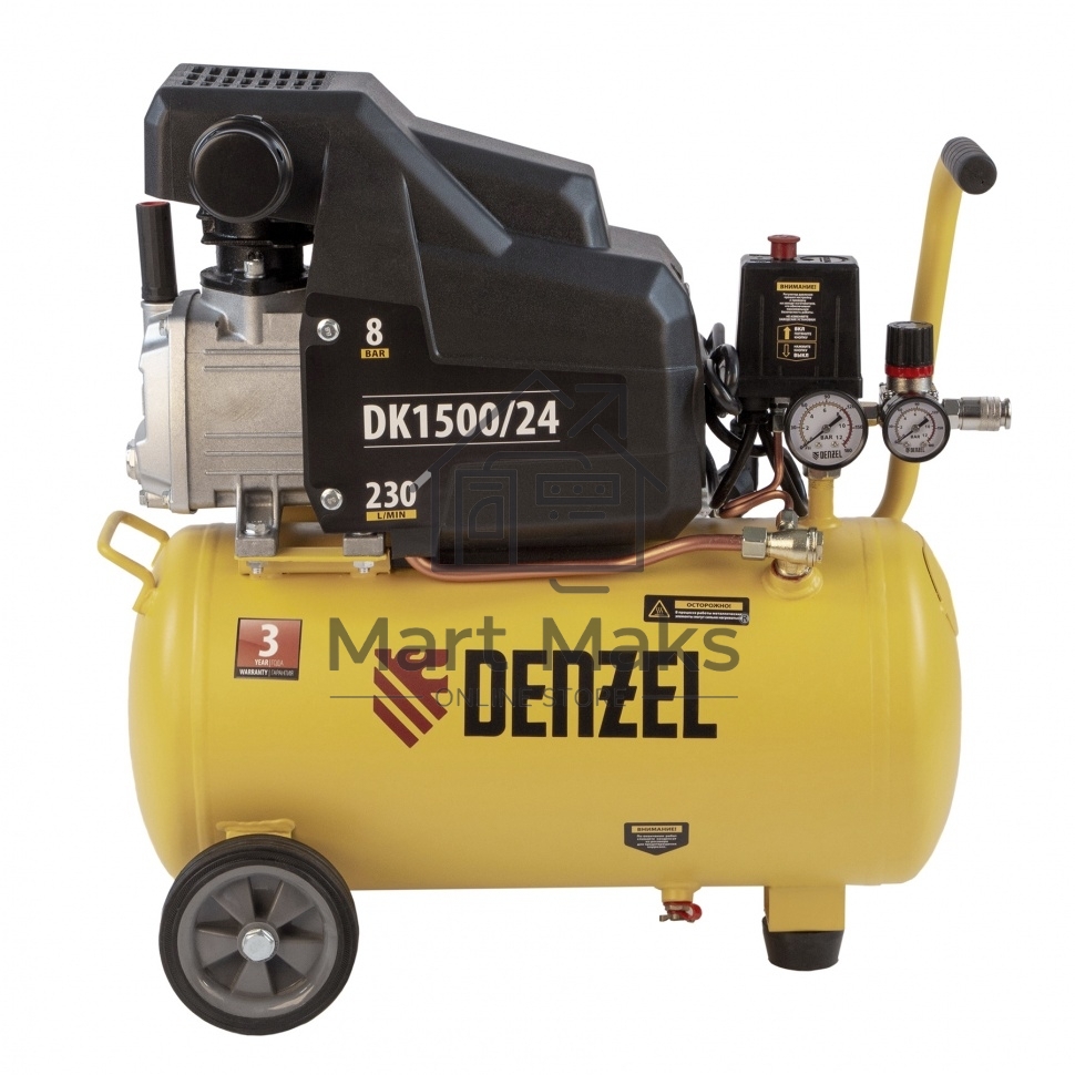 Компрессор Denzel воздушный DK1500/24,Х-PRO 1,5 кВт, 230 л/мин, 24 л 58063
