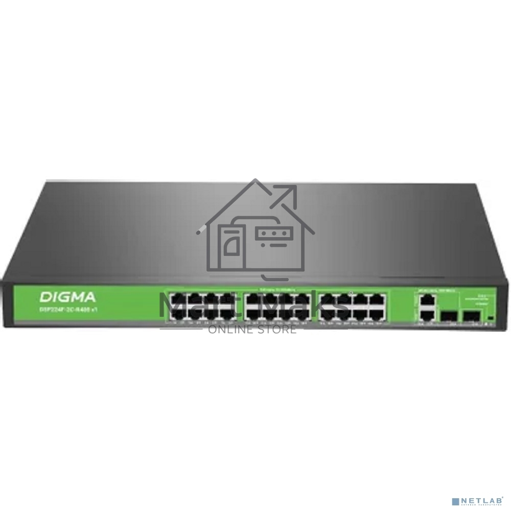 Коммутатор Digma DSP224F-2C-R400 V1 (L2) 24х100Мбит/с 24PoE