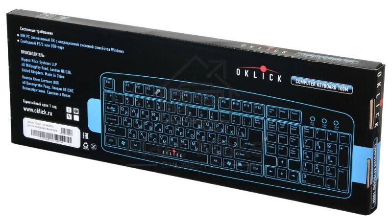 Клавиатура Oklick 100M/100M HW3 черный USB