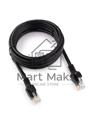 Патч-корд UTP Cablexpert кат.5e, 2м, литой, многожильный черный