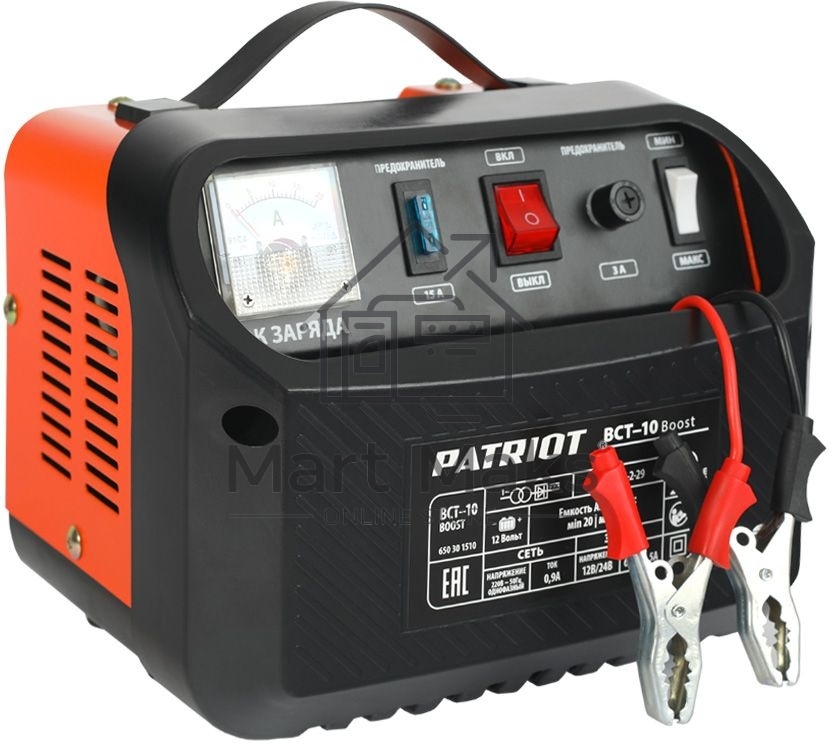 Устройство пуско-зарядное PATRIOT BCT-10 Boost 220В±15% 200Вт 12В зарядmax8.5А 20-100А/ч 4.3кг