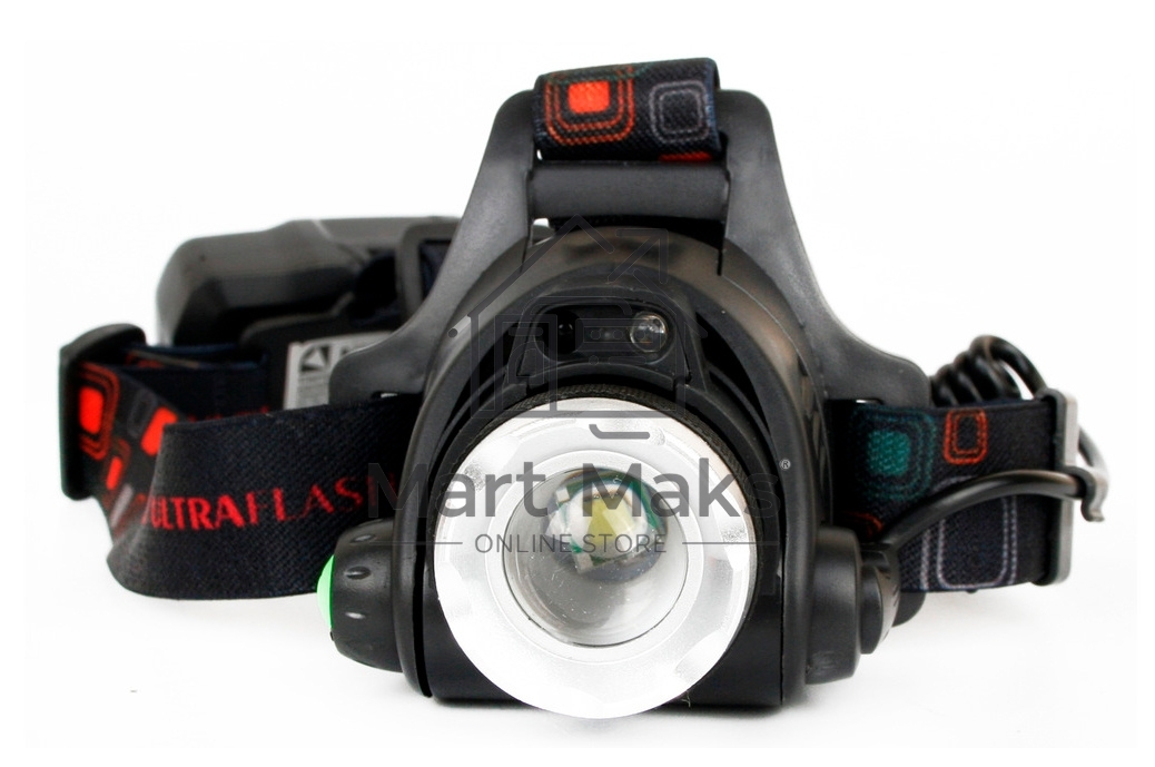 Фонарь Ultraflash налобный с аккумулятором E1336 3,7В, черный, 1LED, 4 Ватт, фокус, 2 ак 4 реж, сенсор, бокс