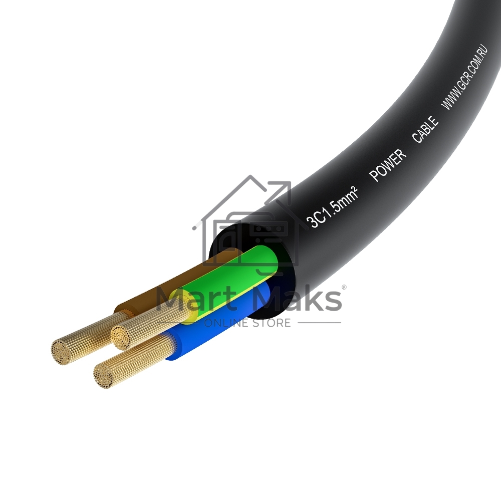 Кабель питания Greenconnect GCR-55966 PROF 1.0m, С14 - С5, черный, 3*1,5мм