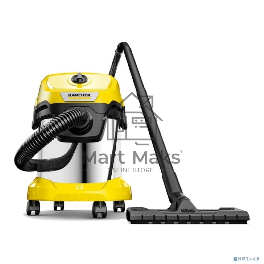 Строительный пылесос Karcher WD 3 S V-15/4/20 1000Вт (уборка: сухая) желтый