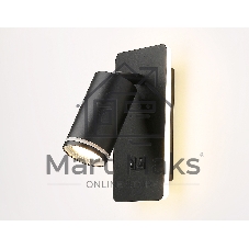Настенный светильник с выключателем Ambrella light FW2466 BK черный GU10 max 12W+LED 4200K 9W 185*105*150