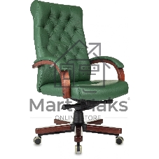 Кресло Бюрократ T-9928Walnut зеленый, кожа