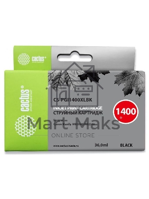 Картридж струйный Cactus CS-PGI1400XLBK черный (36 мл) для HP Canon MB2050/MB2350/MB2040/MB2340