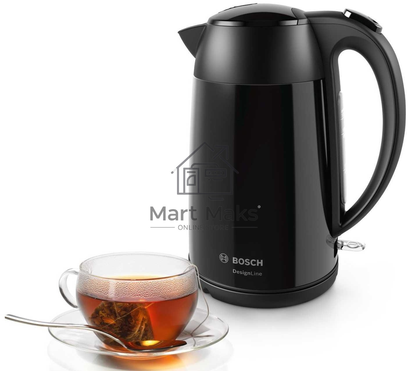 Чайник электрический Bosch TWK3P423 1.7л. 2400Вт черный (корпус: нержавеющая сталь)