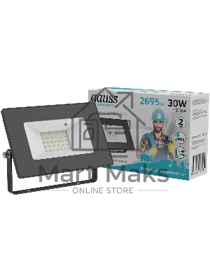 Прожектор светодиодный Gauss Elementary 30W 2695lm 4000К 200-240V IP65 черный LED