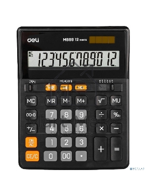 Калькулятор настольный Deli EM888 черный 12-разр.