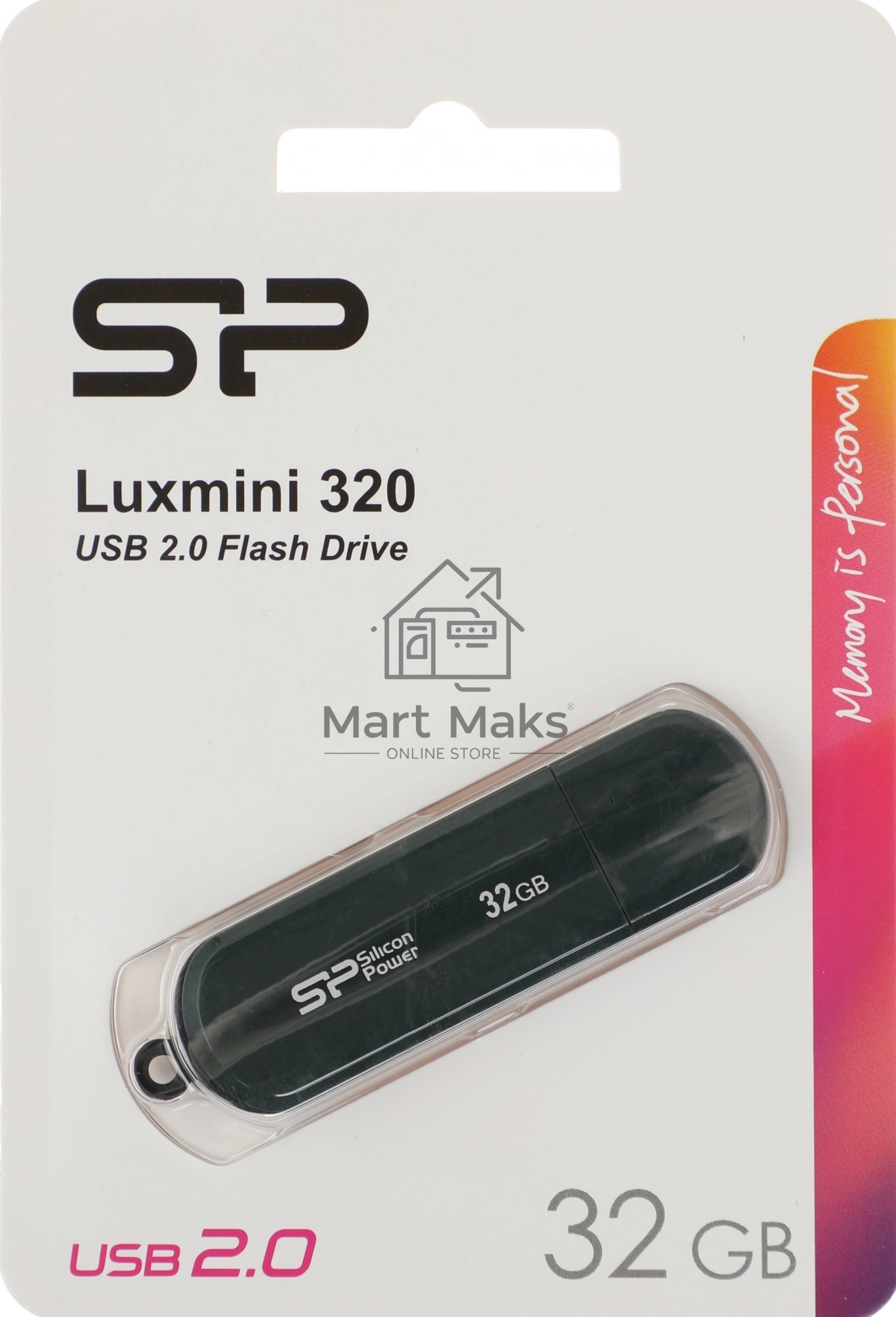 Флешка USB 32Gb Silicon Power LuxMini 320, USB 2.0, Зеленый