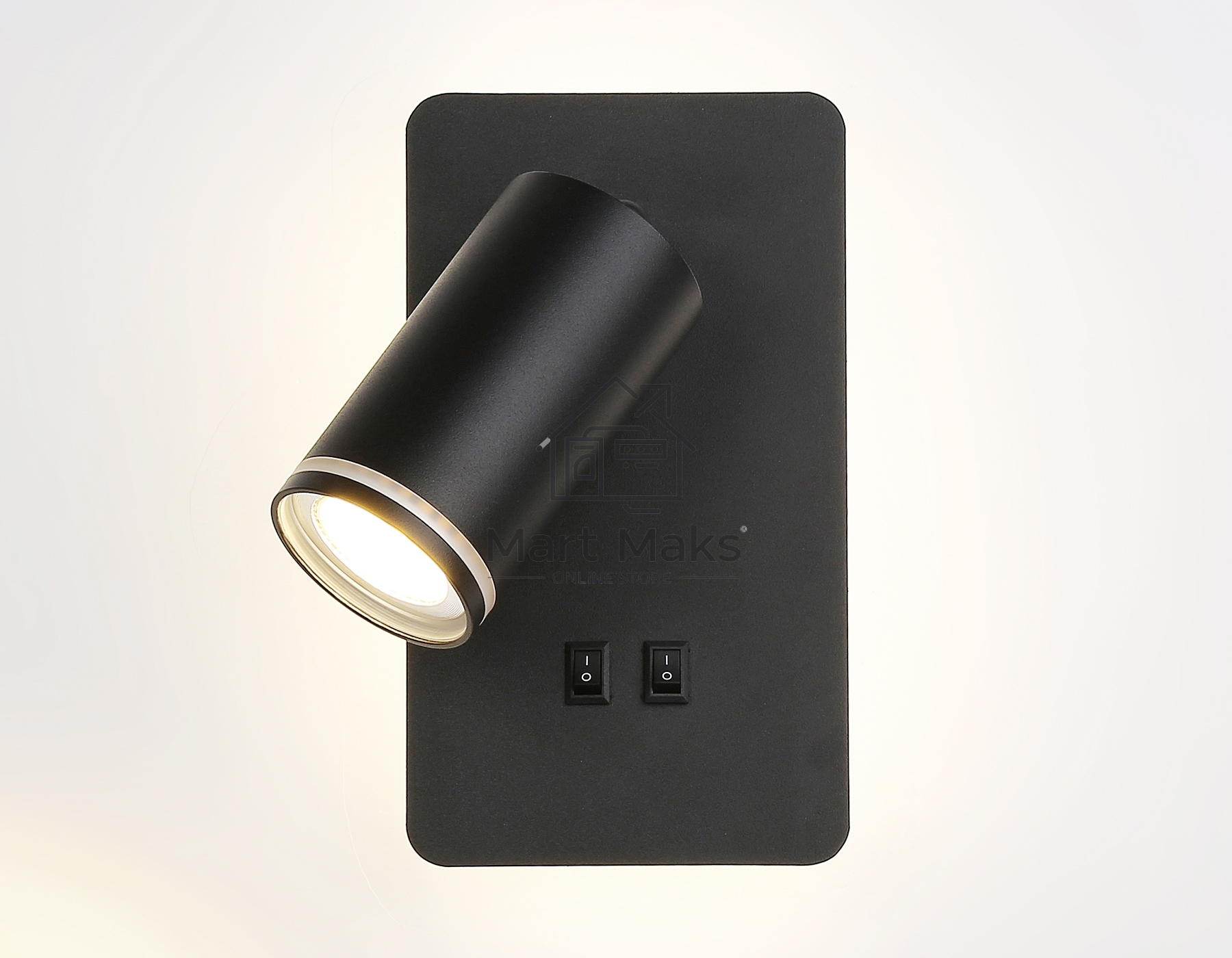 Настенный светильник с выключателем Ambrella light FW2466 BK черный GU10 max 12W+LED 4200K 9W 185*105*150