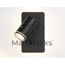 Настенный светильник с выключателем Ambrella light FW2466 BK черный GU10 max 12W+LED 4200K 9W 185*105*150