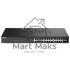 Коммутатор D-Link DGS-1026P/A1A, 24×1 Гбит/с + 2×1 Гбит/с SFP, неуправляемый