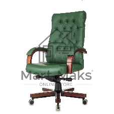 Кресло Бюрократ T-9928Walnut зеленый, кожа