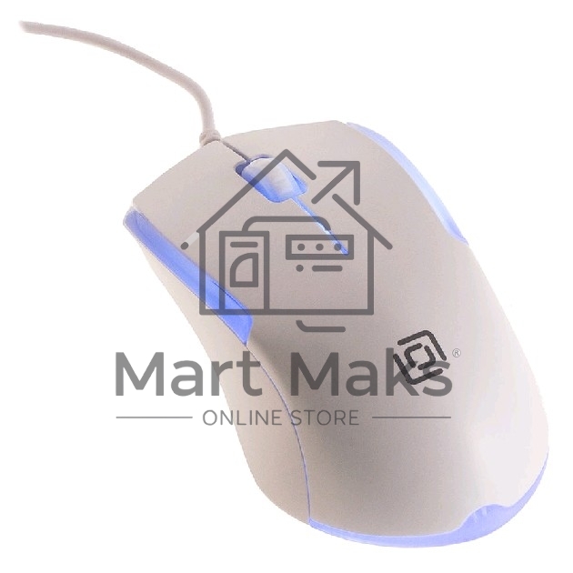 Мышь проводная Oklick 245M белый, 1000 dpi, USB, кнопки - 3