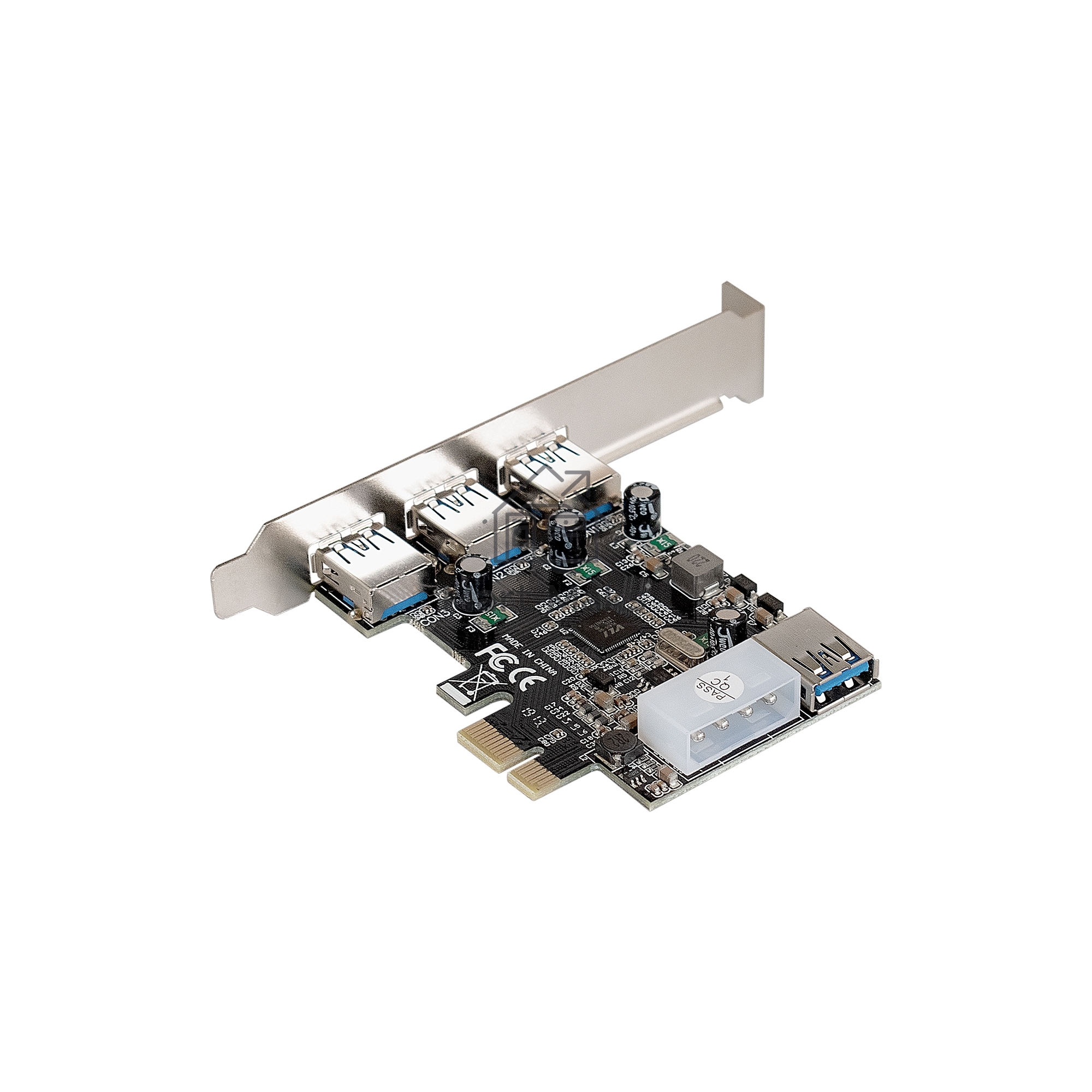 Контроллер ExeGate EXE-367 PCI-E 2.0, 3*USB3.0 ext + 1*USB3.0 int, разъем доп.питания (OEM)