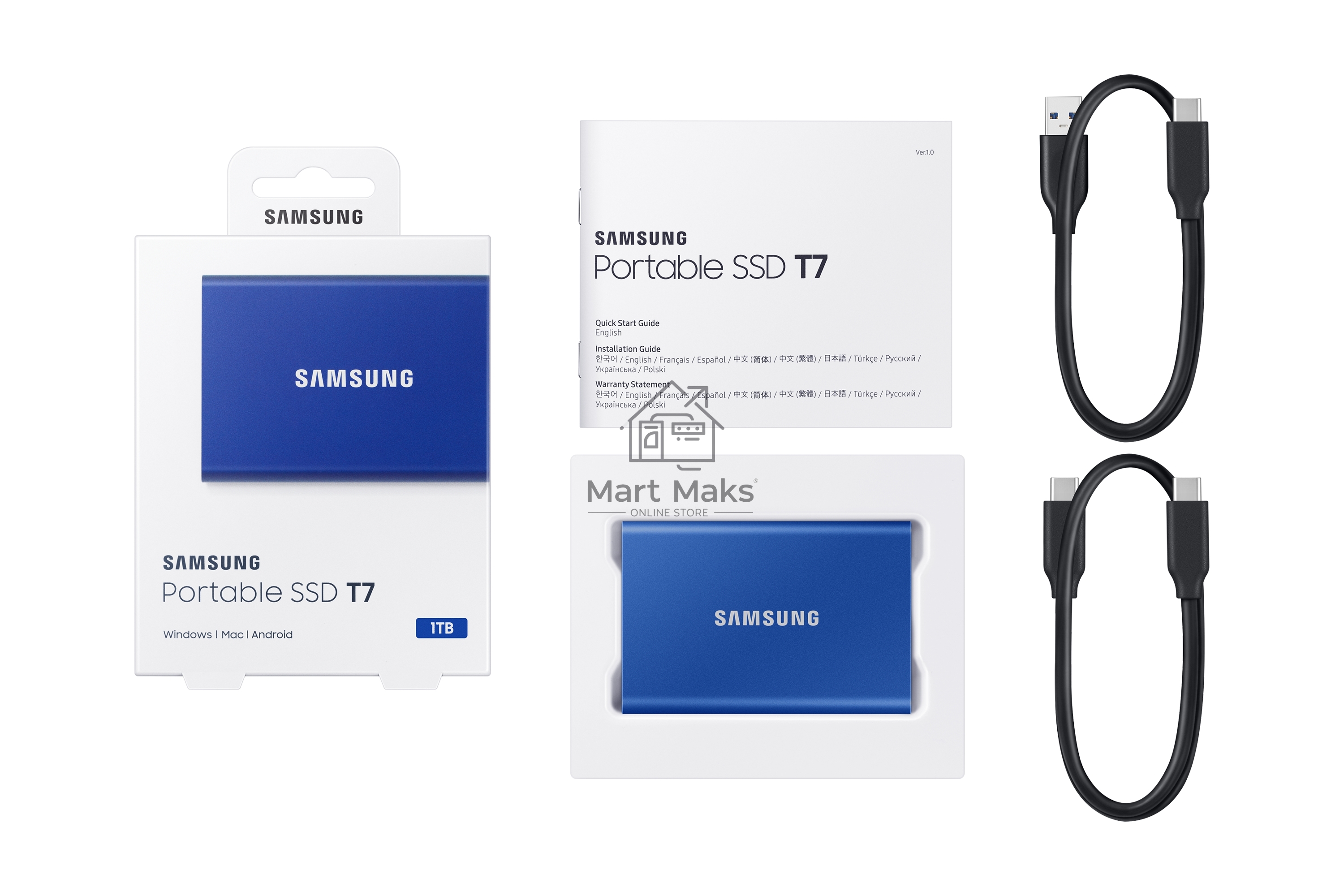Накопитель SSD Samsung 1Tb USB-C MU-PC1T0H/WW T7 1.8