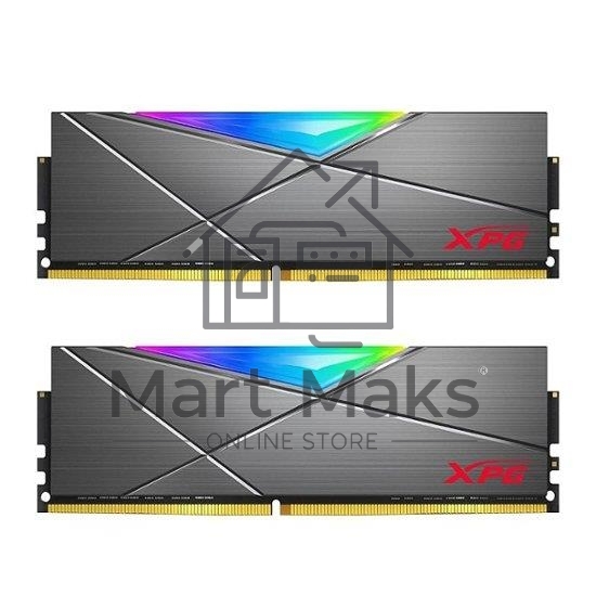 Оперативная память XPG Spectrix D50 RGB, DDR4, 32GB (2x16GB), 3200MHz, CL16, UDIMM, с радиатором, RGB, серый