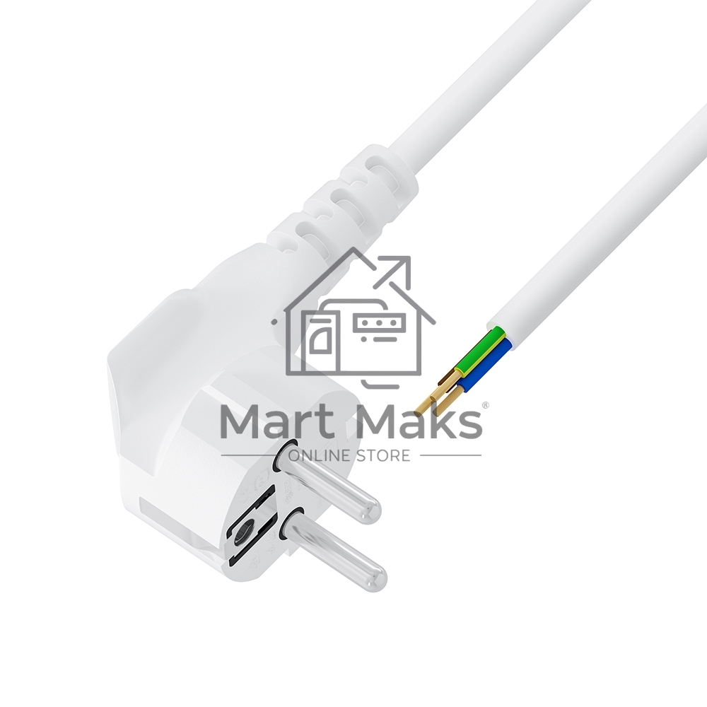 Кабель питания Greenconnect GCR-55315 1.0m, евровилка угловая Schuko - без разъема, белый, 3*0,5mm