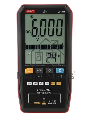 Супертонкий мультиметр UNI-T UT121A с большим экраном Испытание напряжения переменного/постоянного тока (600 В); Испытание на сопротивление (10 МОм); Двойной дисплей; обнаружение NCV; Обнаружение в реальном времени CATⅢ 600 В