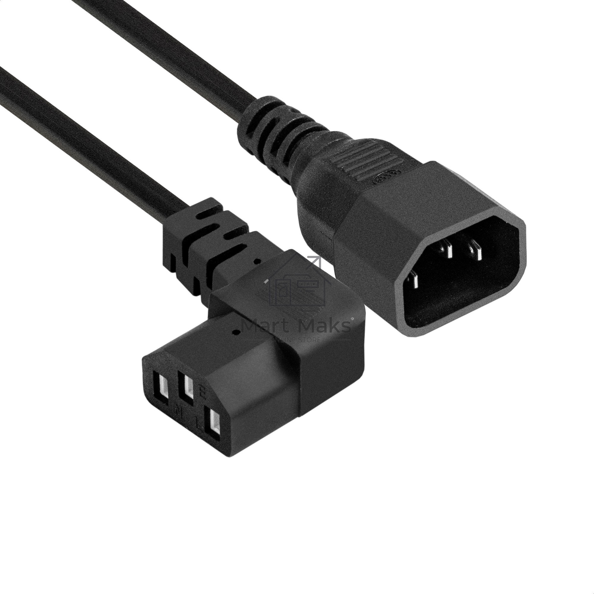 Кабель питания ExeGate Power EC-1P (C13 угловой->C14, VDE-250V-3*0.75mm2, медь, черный, 10A, 1м)